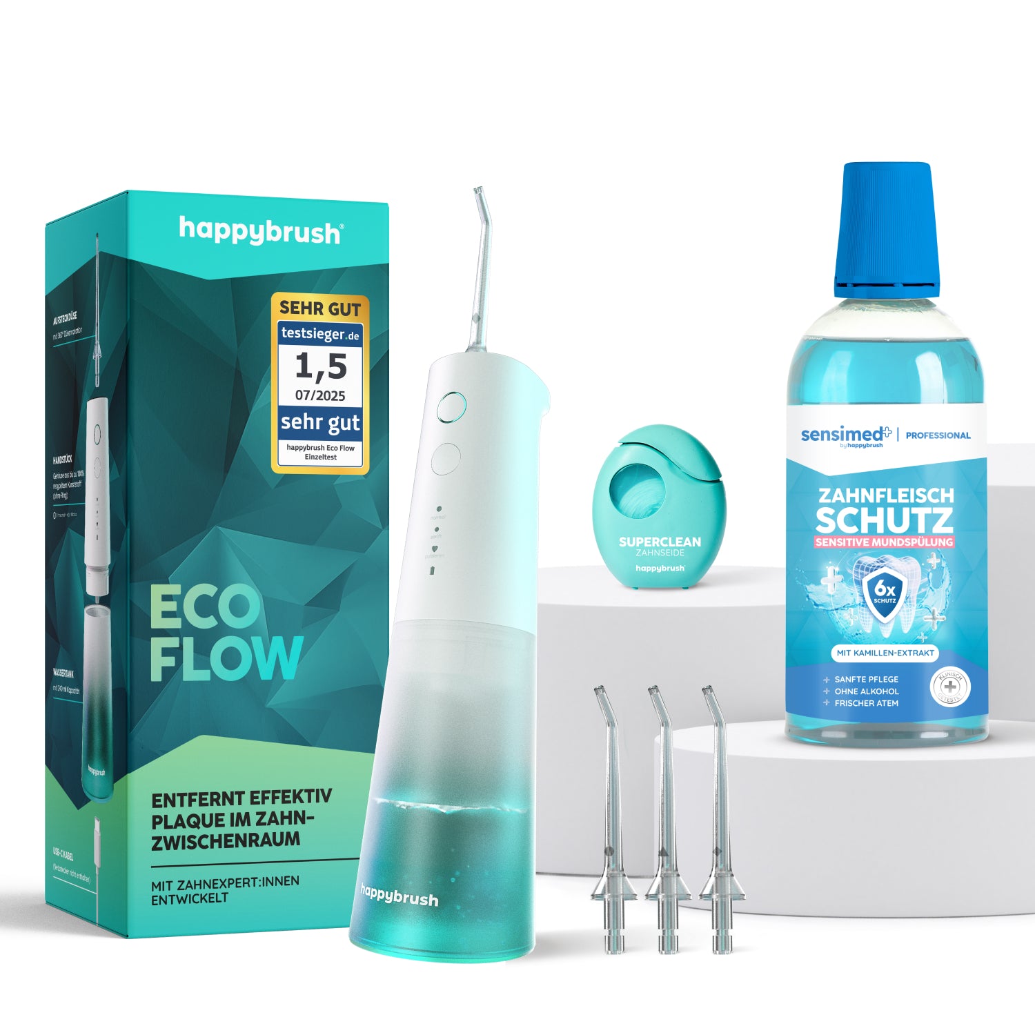 happybrush-interdental-expert-set-white-mint-munddusche-zahnseide-interdentalb-r image 1