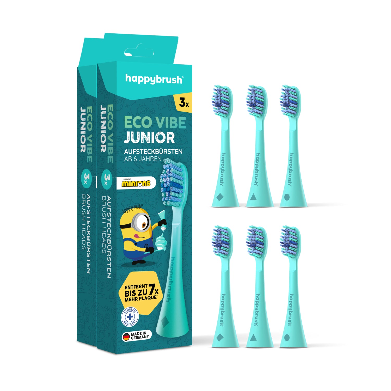 happybrush-aufsteckb-rsten-eco-vibe-junior-minions-2er-pack image 2
