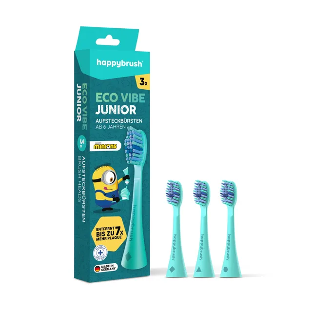 happybrush-aufsteckb-rsten-eco-vibe-junior-minions-2er-pack image 1