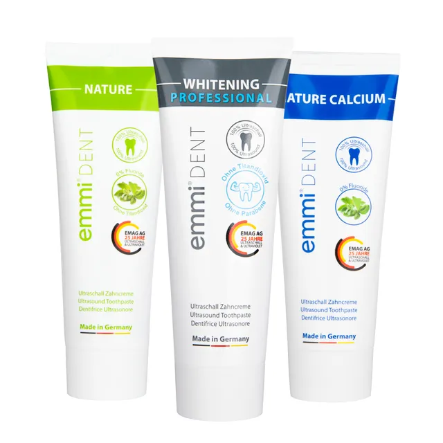 emmi-dent-ultraschall-zahnpasta-probierset-whitening-nature-calcium-nature image 1