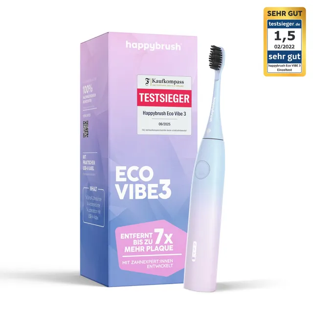 happybrush-eco-vibe-3-schallzahnb-rste-sunrise-40-000-vibrationen-3-modi-6-woche image 1