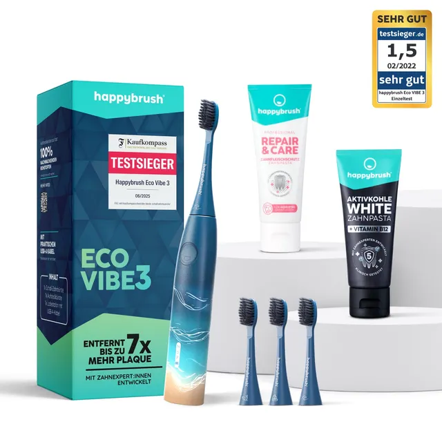 happybrush-eco-vibe-3-influencer-set-ocean-schallzahnb-rste-mit-4-aufsteckb-rste image 1