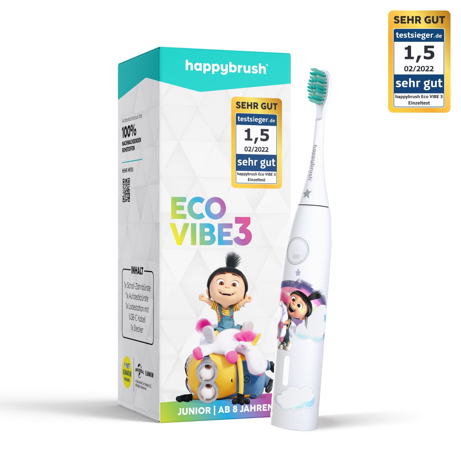 happybrush-eco-vibe-3-schallzahnb-rste-f-r-kinder-ab-8-jahren-agnes-design image 1