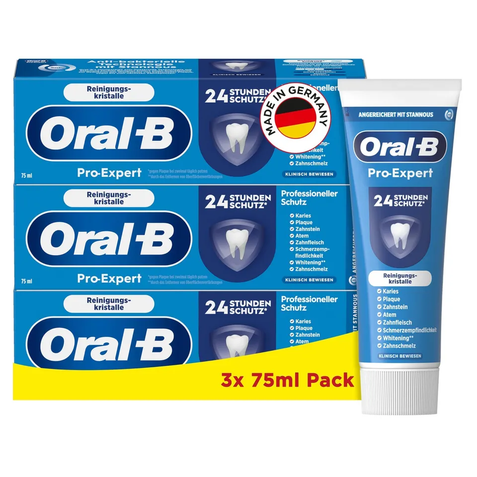 oral-b-pro-expert-professioneller-schutz-zahncreme-3x75ml-mit-reinigungskristall image 1