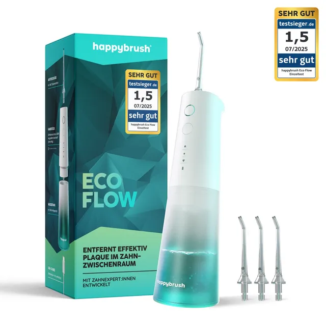 happybrush-eco-flow-munddusche-set-360-d-se-3-wochen-akku-recyceltes-geh-use image 1