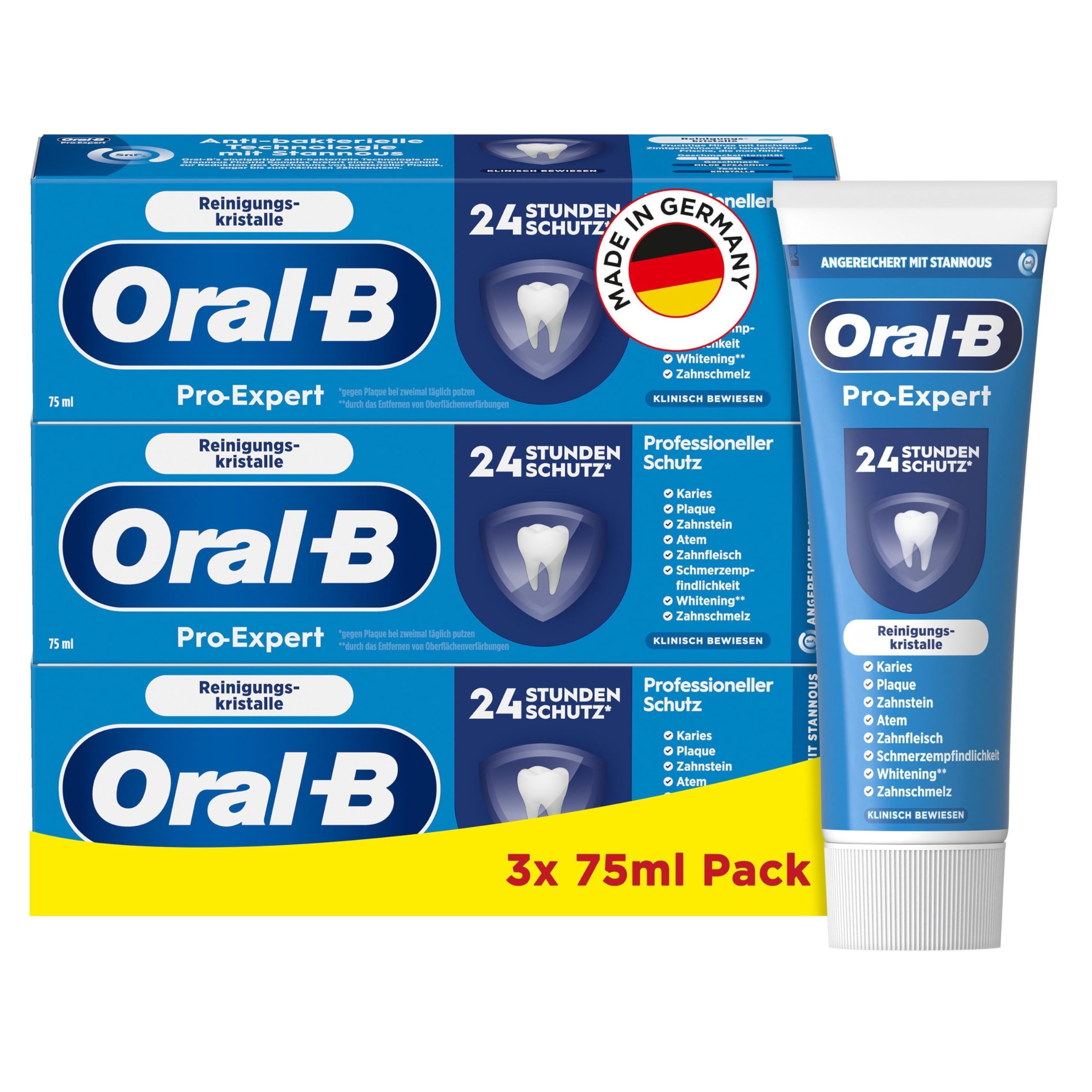 oral-b-pro-expert-professioneller-schutz-zahncreme-3x75ml-mit-reinigungskristall image 1
