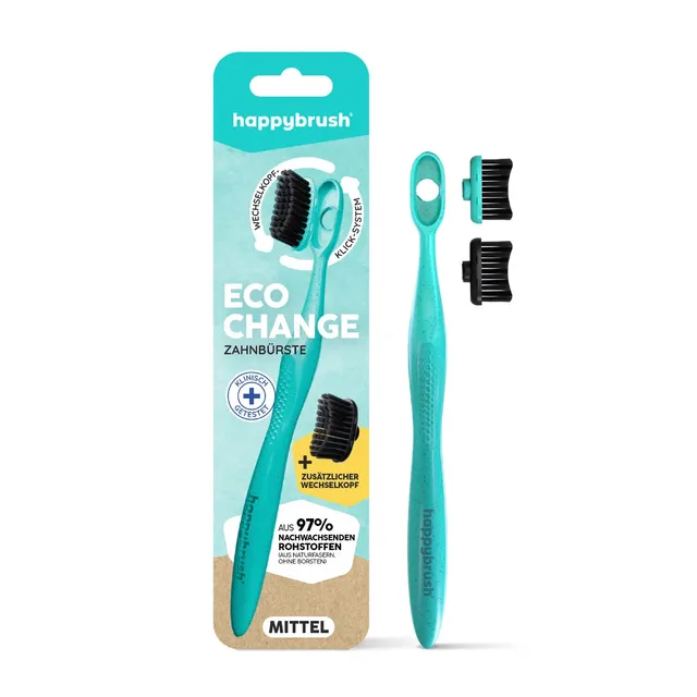 happybrush-ecochange-zahnb-rste-mint-handzahnb-rste-mit-wechselkopf-system-mittl image 1