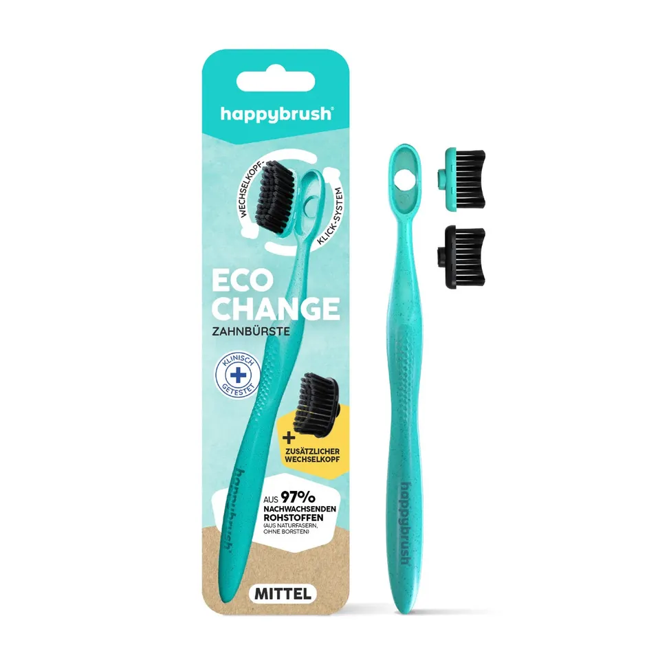 happybrush-ecochange-zahnb-rste-mint-handzahnb-rste-mit-wechselkopf-system-mittl image 1