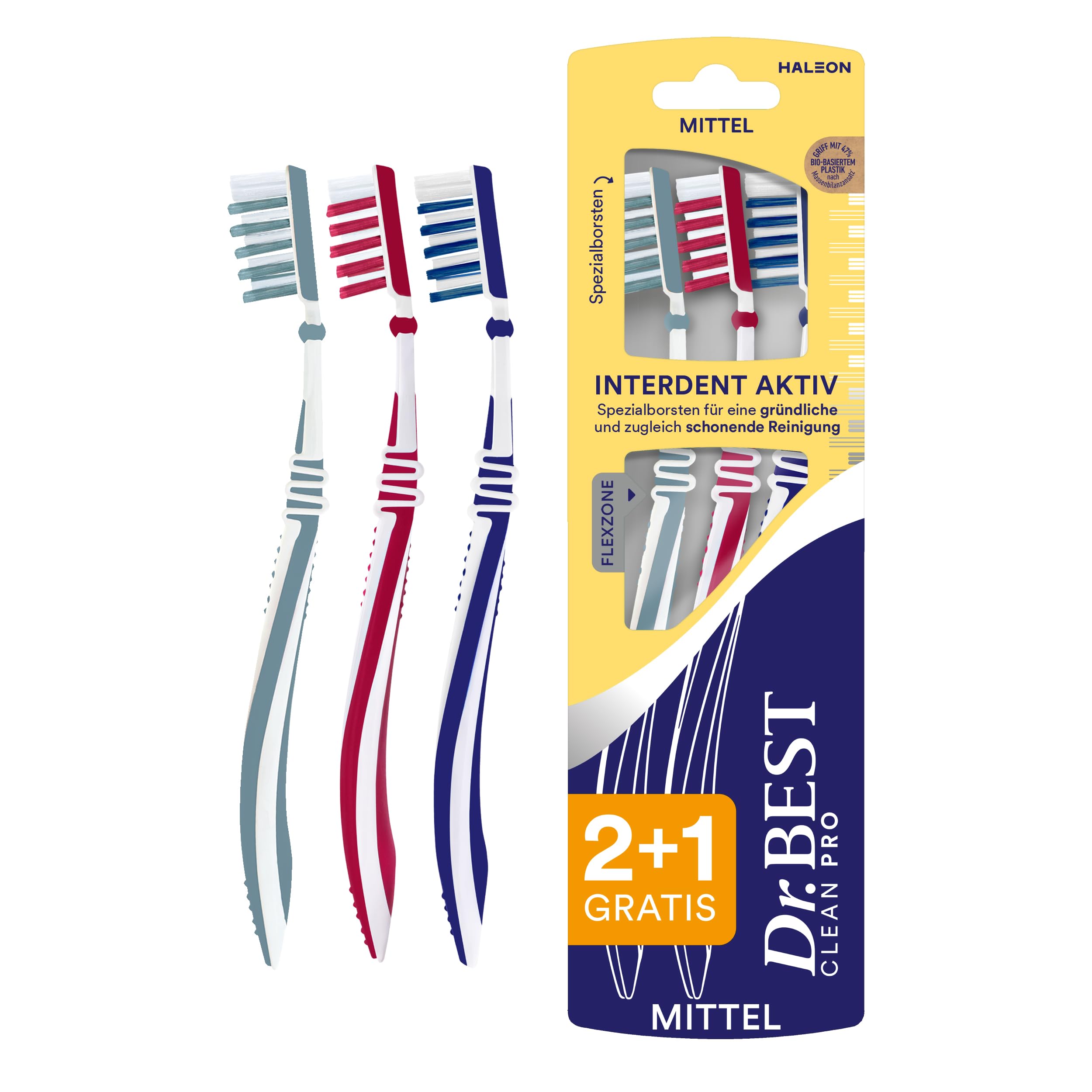 dr-best-interdent-aktiv-zahnb-rste-mittel-2-1-gratis-handzahnb-rste-mit-kugelgel image 1