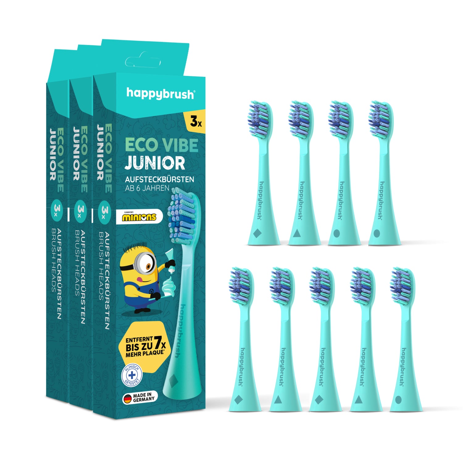 happybrush-aufsteckb-rsten-eco-vibe-junior-minions-2er-pack image 3