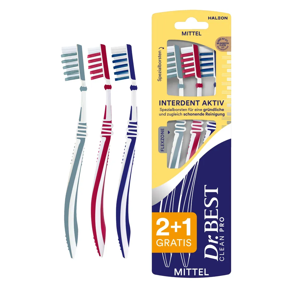 dr-best-interdent-aktiv-zahnb-rste-mittel-2-1-gratis-handzahnb-rste-mit-kugelgel image 1