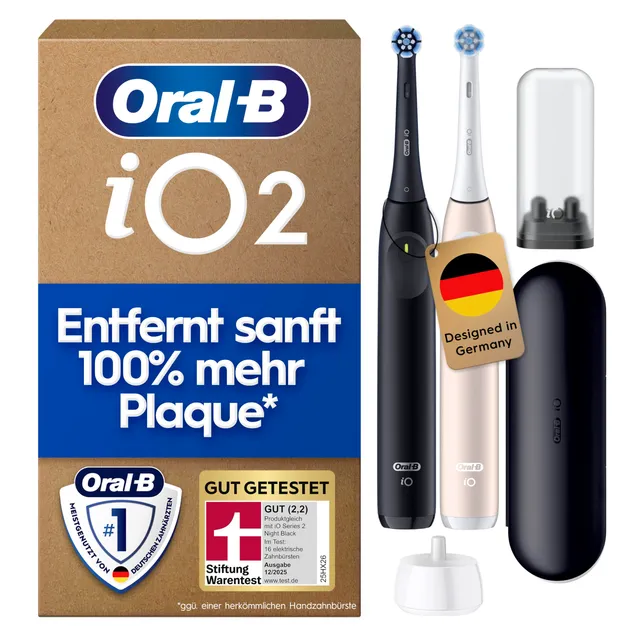 oral-b-io-series-2-elektrische-zahnb-rste-doppelpack-schwarz-pink-mit-2-aufsteck image 1