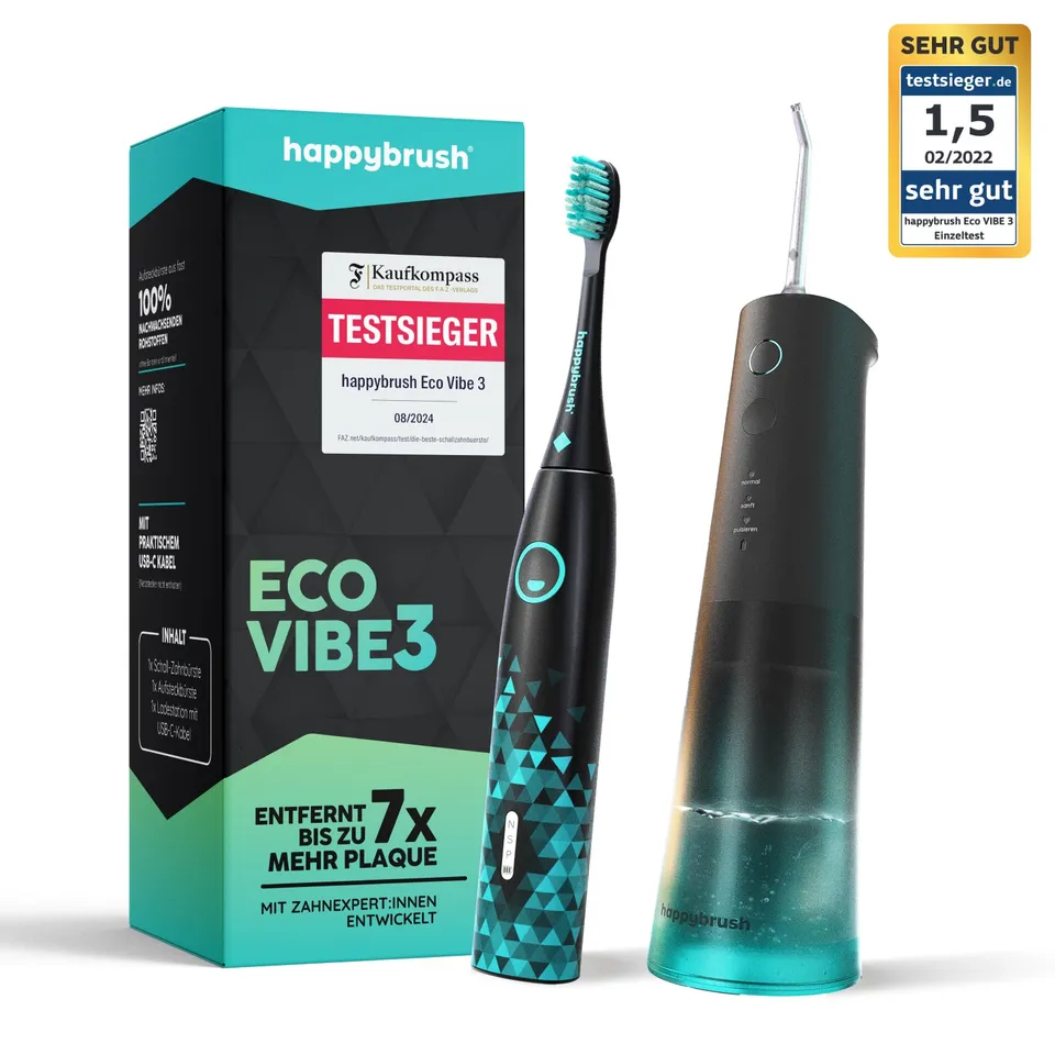 happybrush-eco-flow-eco-vibe-3-set-schallzahnb-rste-und-munddusche-im-bundle image 1