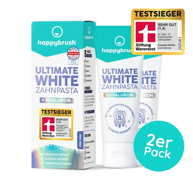 happybrush-ultimatewhite-zahnpasta-whitening-kiesels-ure-hyaluron-75-ml image 1