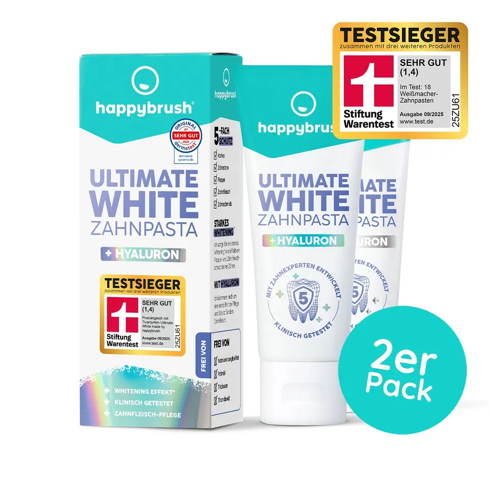 happybrush-ultimatewhite-zahnpasta-whitening-kiesels-ure-hyaluron-75-ml image 1