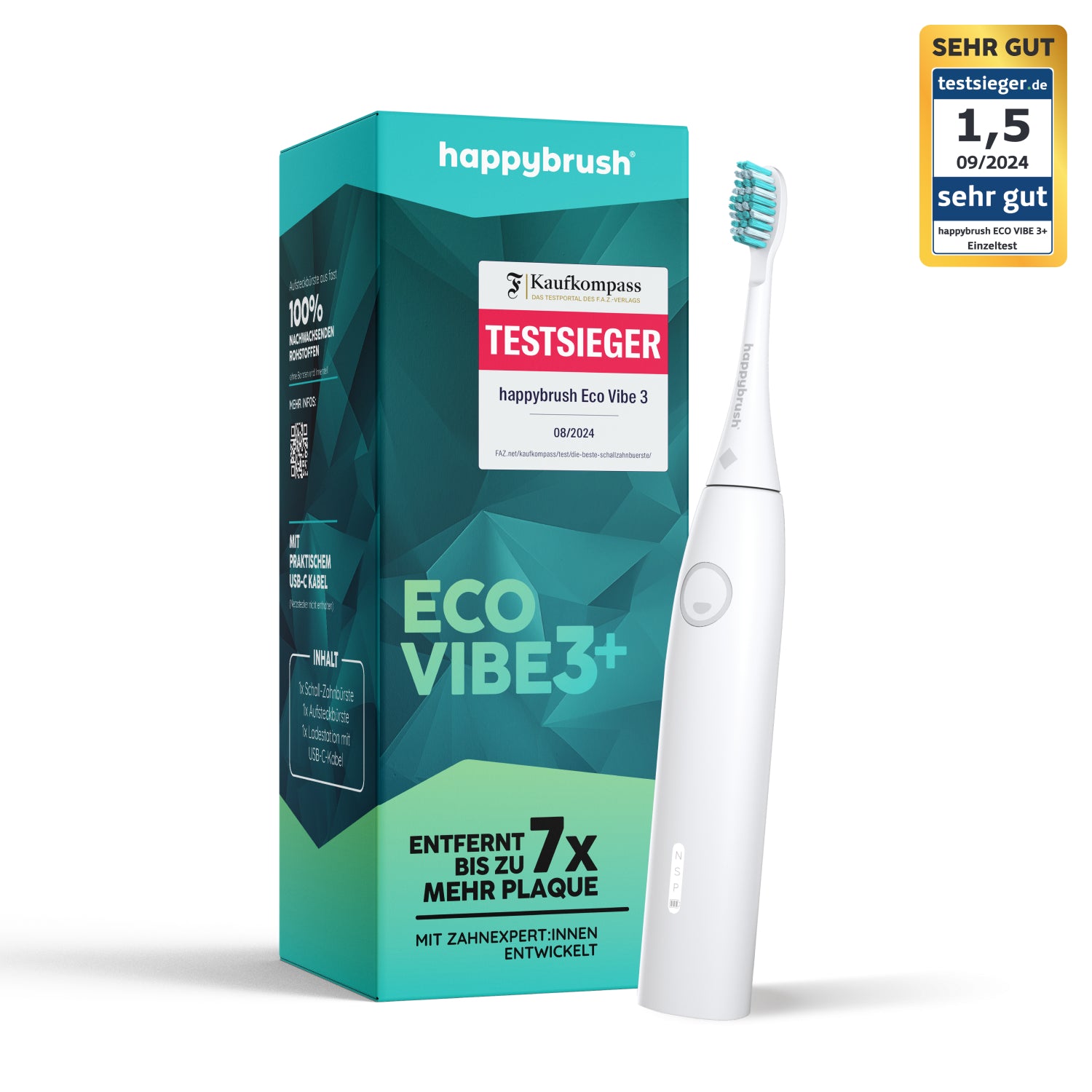 happybrush-eco-vibe-3-schallzahnb-rste-allwhite-mit-40-000-vibrationen-3-reinigu image 1